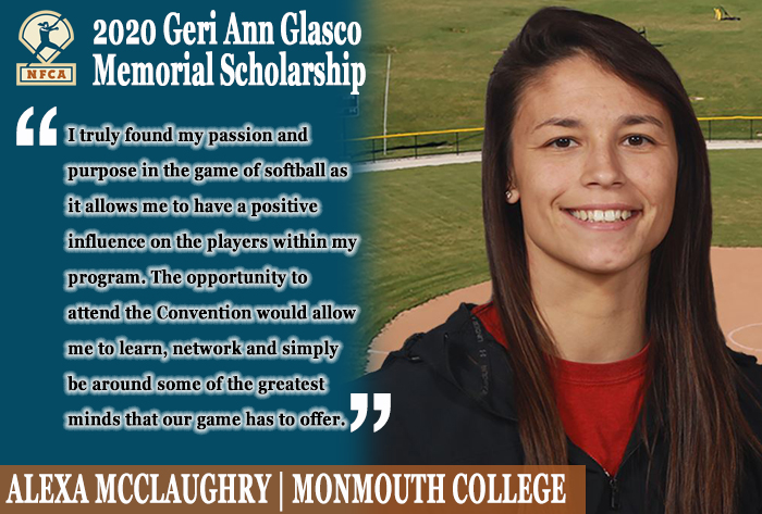 Alexa mcClaughry, Monmouth College, nfca, Geri Ann Glasco memorial scholarship, nfca schjolarships,  Geri Ann Glasco