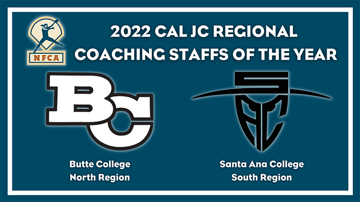 nfca cal jc regional coaching staff of the year, nfca regional coaching staff of the year, Butte College, Santa Ana College