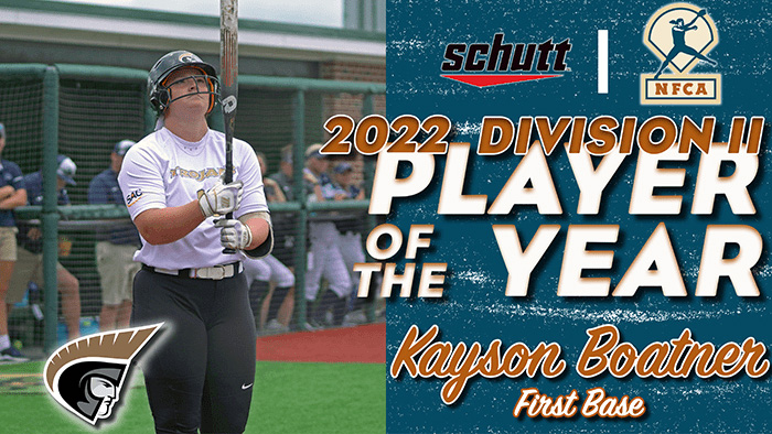 nfca dii player of the year, nfca dii pitcher of the year, 2022 schutt sports/nfca dii pitcher of the year, 2022 schutt sports/nfca dii player of the year, nfca, schutt sports, Andrea Morales, Kayson Boatner