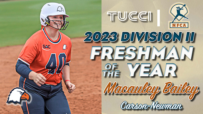 2023 TUCCI/NFCA Division II Freshman of the Year, nfca, tucci, Macauley Bailey, Carson-Newman University