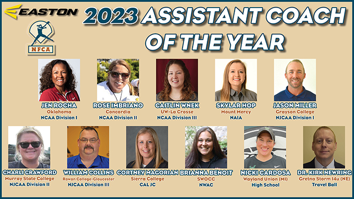 Easton/nfca assistant coach of the year, nfca assistant coach of the year, nfca, Easton, 2023 nfca assistant coaches of the year