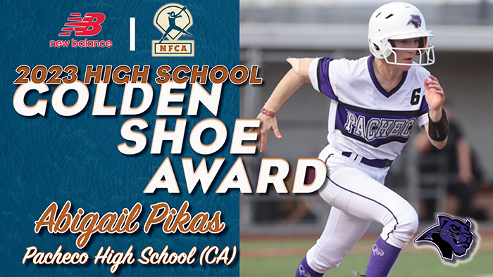 NFCA High School New Balance Golden Shoe, nfca golden shoe, nfca, Abigail Pikas, new balance