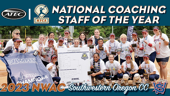 2023 NFCA nwac national coaching staff of the year, nwac coaching staff of the year, NFCA coaching staff of the year, NFCA, southwestern oregon cc, southwestern oregon community college