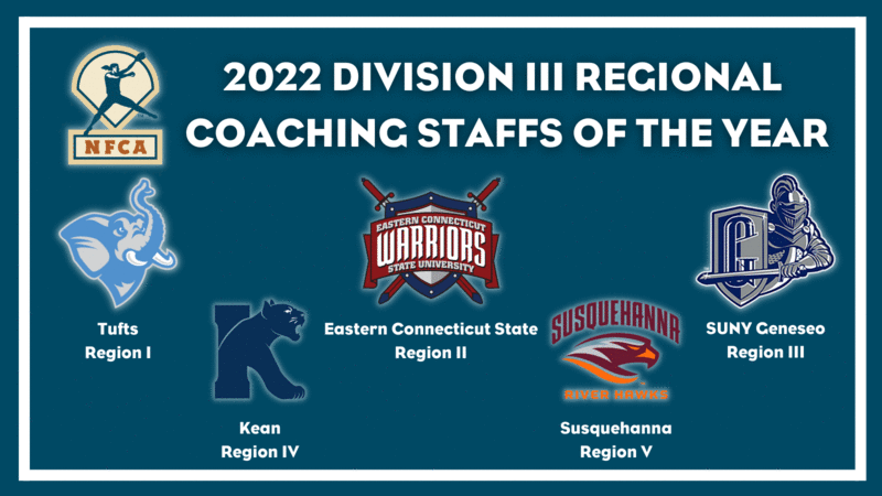 nfca, diii, 2022, d3, coaching staffs of the year, coaching, staff, year, honor, recognition, award, regional,