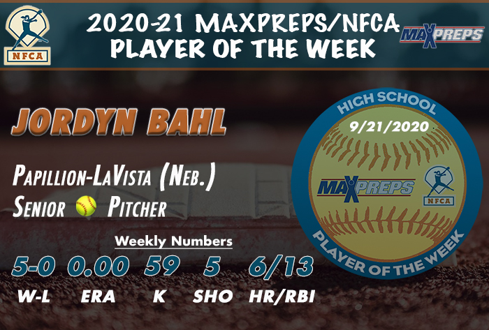 Jordyn bahl, papillion-lavista, nfca high school, nfca, maxpreps, max preps, nfca/maxpreps, maxpreps/nfca, MaxPreps/NFCA High School Player of the Week, nfca hs player of the week