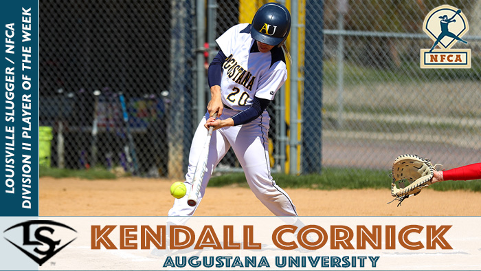 Kendall Cornick, Augustana, nfca, Louisville slugger/nfca dii player of the week, dii player of the week, ncaa player of the week, ncaa dii, dii softball, ncaa dii softball, ncaa dii softball player of the week.