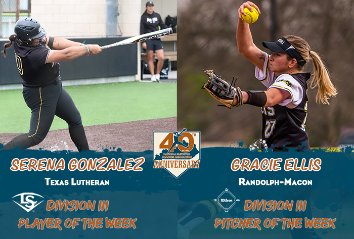 nfca player of the week, nfca pitcher of the week, nfca, Louisville slugger/nfca player of the week, wilson/nfca pitcher of the week, NFCA d3 player of the week, nfca d3 pitcher of the week, wilson sporting goods, Louisville slugger,