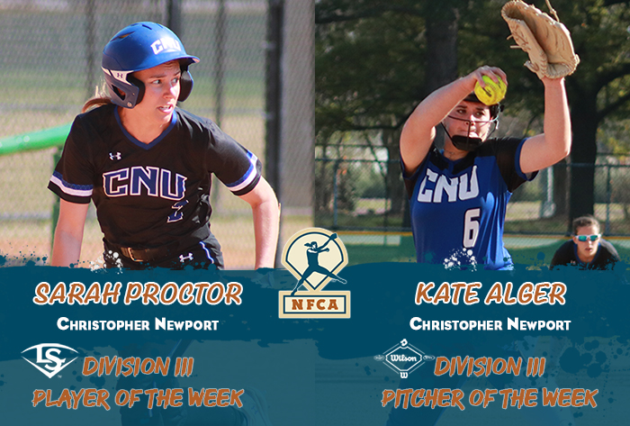 nfca player of the week, nfca pitcher of the week, nfca, Louisville slugger/nfca player of the week, wilson/nfca pitcher of the week, NFCA d3 player of the week, nfca d3 pitcher of the week, wilson sporting goods, Louisville slugger