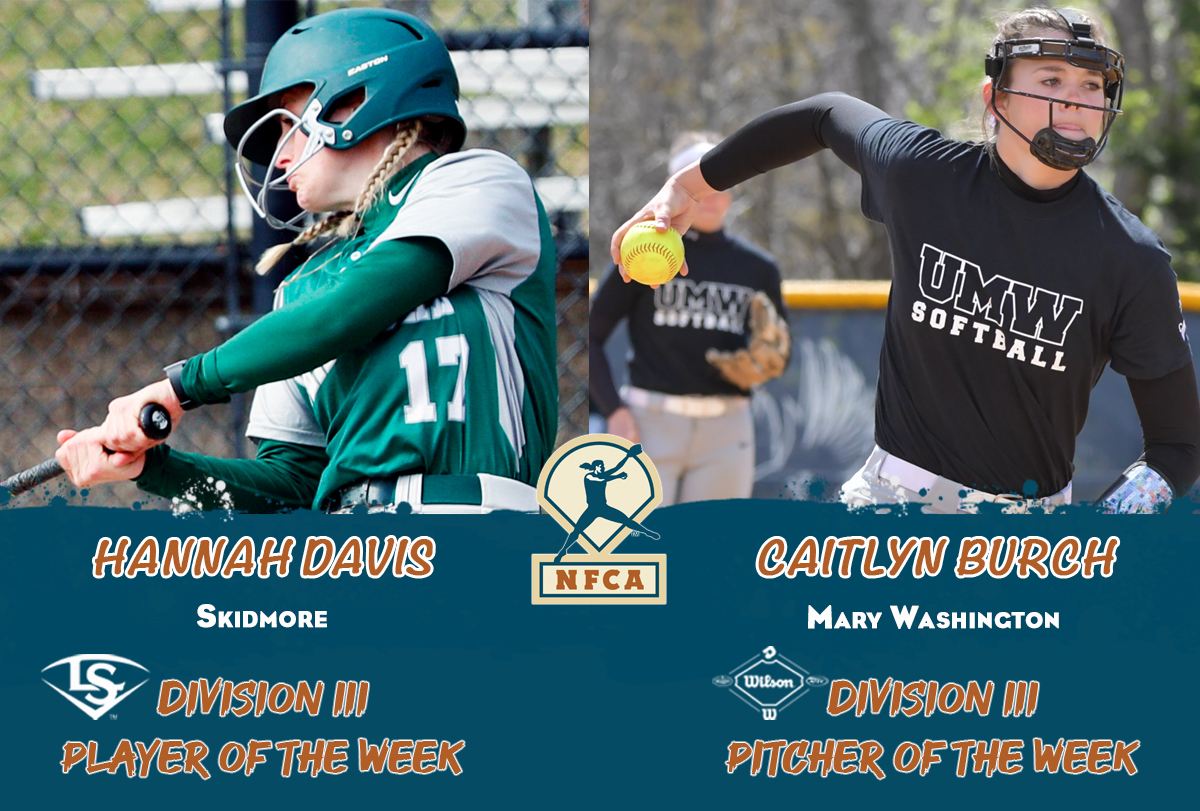 nfca player of the week, nfca pitcher of the week, nfca, Louisville slugger/nfca player of the week, wilson/nfca pitcher of the week, NFCA d3 player of the week, nfca d3 pitcher of the week, wilson sporting goods, Louisville slugger,
