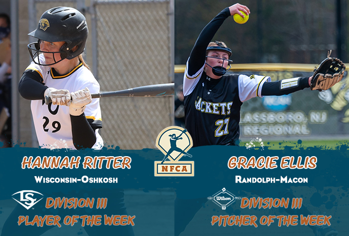 Wilson/Louisville Slugger NFCA Division III weekly honors nfca player of the week, nfca pitcher of the week, nfca, Louisville slugger/nfca player of the week, wilson/nfca pitcher of the week, NFCA d3 player of the week, nfca d3 pitcher of the week, wilson sporting goods, Louisville slugger,