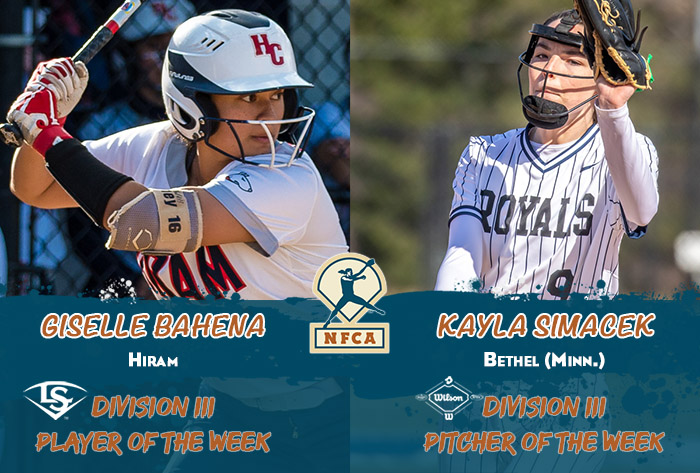 Wilson/Louisville Slugger NFCA Division III weekly honors nfca player of the week, nfca pitcher of the week, nfca, Louisville slugger/nfca player of the week, wilson/nfca pitcher of the week, NFCA d3 player of the week, nfca d3 pitcher of the week, wilson sporting goods, Louisville slugger,