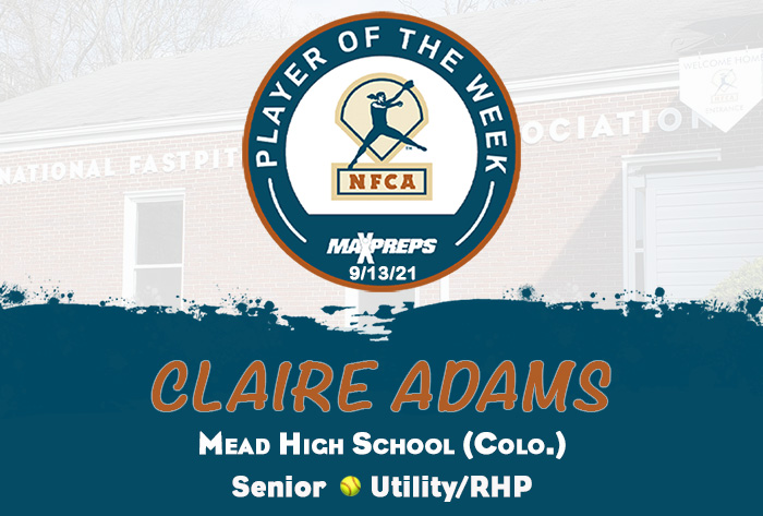MaxPreps/nfca high school player of the week, nfca, maxpreps, Claire Adams, Mead High School, maxpreps high school player of the week, nfca high school player of the week