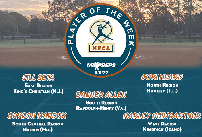 maxpreps/nfca high school player of the week, nfca high school player of the week, nfca, maxpreps, maxpreps softball player of the week,Jill Seta, Jori Heard, Danner Allen, Brydon Maddox and Harley Heimgartner 