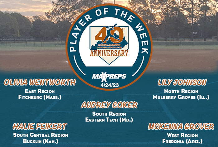 MaxPreps / NFCA National High School Player of the Week, MaxPreps / NFCA High School Player of the Week, Olivia Wentworth,  Lily Johnson, Audrey Coker, Halie Feikert, McKenna Grover