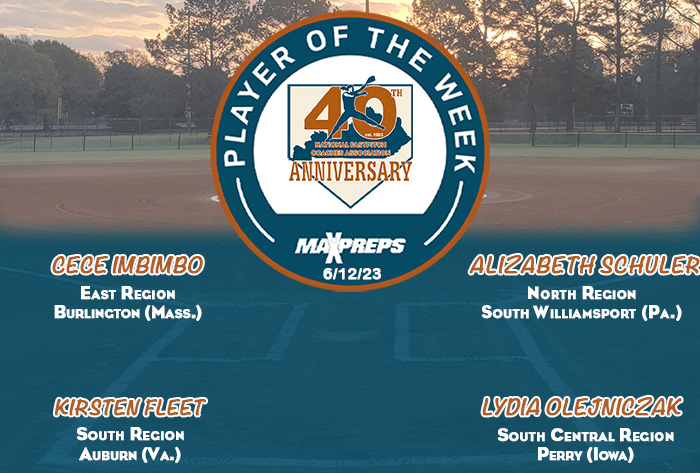 MaxPreps / NFCA National High School Player of the Week, MaxPreps /NFCA High School Player of the Week, nfca, maxpreps, Cece Imbimbo, Alizabeth Schuler, Kirsten Fleet, Lydia Olejniczak