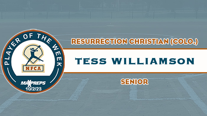 MaxPreps/NFCA High School Player of the Week, nfca, maxpreps, l Player of the Week, nfca, maxpreps, Tess Williamson, Resurrection Christian High School