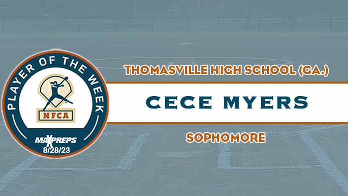 MaxPreps/NFCA High School Player of the Week, CeCe Myers, Thomasville High School, nfca, maxpreps