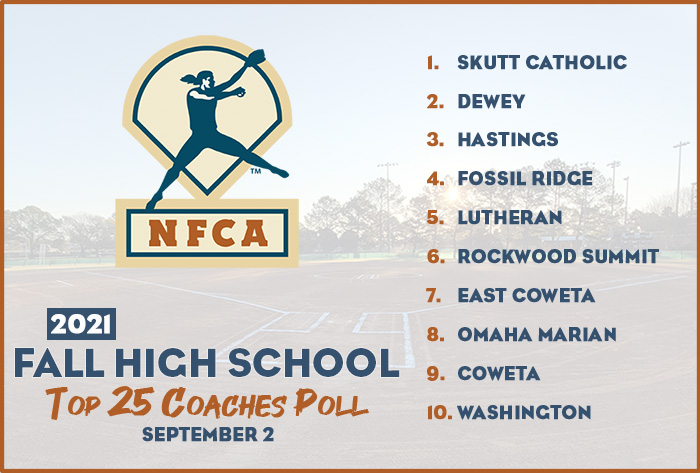 NFCA, high school, poll, top 25, coaches, fall, softball, fastpitch