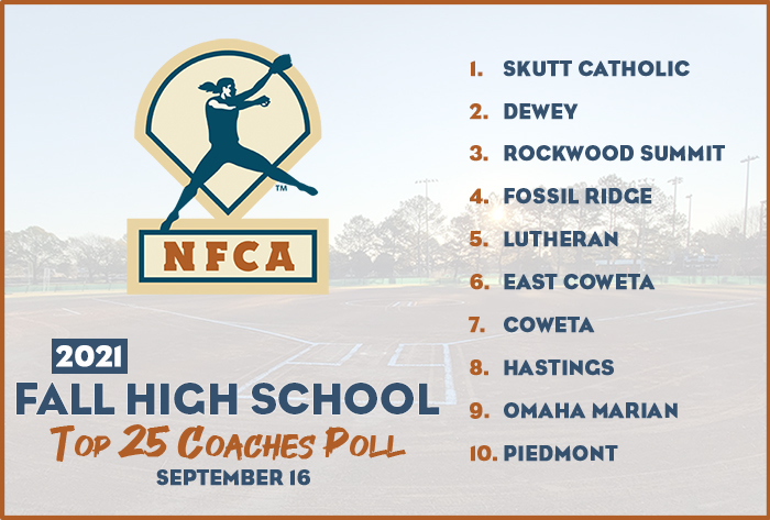 NFCA, high school, poll, top 25, coaches, fall, softball, fastpitch