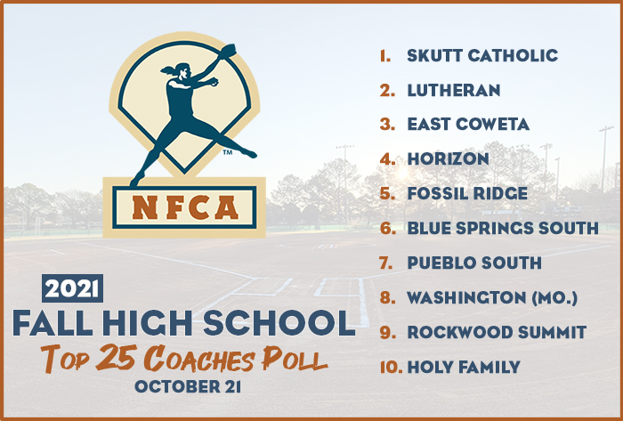 NFCA, high school, poll, top 25, coaches, fall, softball, fastpitch