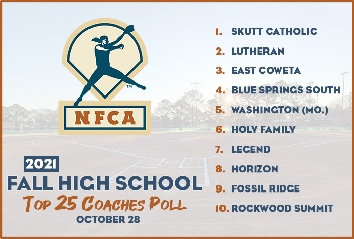 NFCA, high school, poll, top 25, coaches, fall, softball, fastpitch