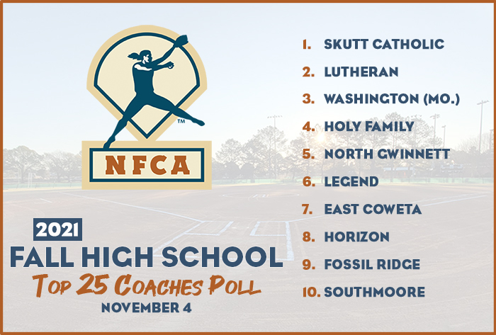 NFCA, high school, poll, top 25, coaches, fall, softball, fastpitch