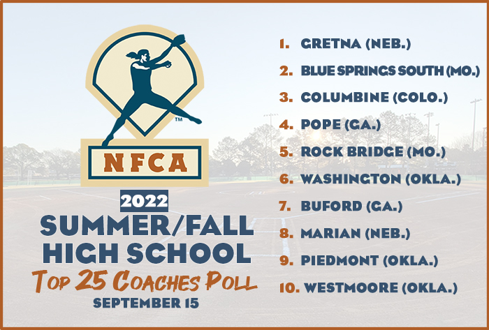 NFCA, high school, poll, top 25, coaches, fall, softball, fastpitch