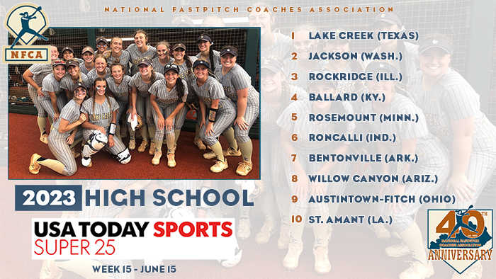 NFCA, high school, poll, top 25, coaches, softball, fastpitch, ranking, spring, USA Today, sports, super 25, 2023